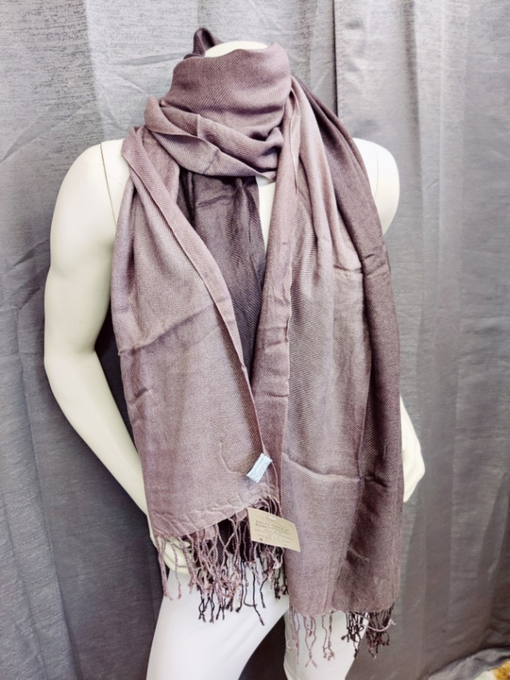 DreamSacks BambooDreams Pashbu Hand Painted Ombre Bamboo Scarf Wrap NWT Brown